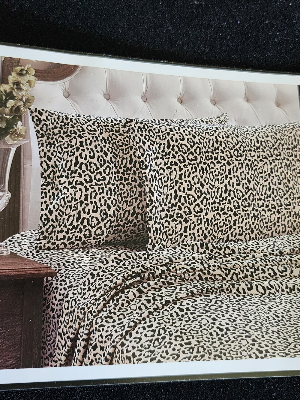 4pc Satin Queen Size Sheet Set Leopard Animal Print New With Tags